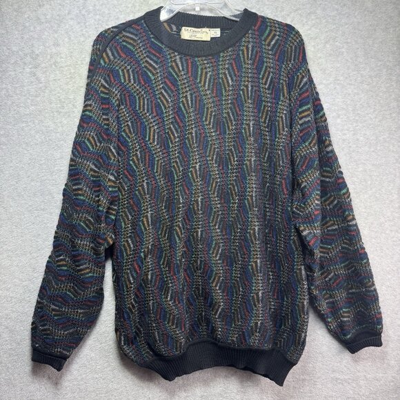 VTG St. Croix Knit Sweater XL Levys Nashville Wool Multi Color 80s 90s USA Made - Picture 2 of 10